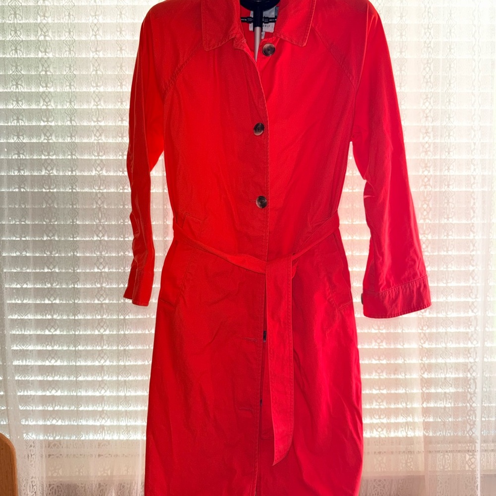 Free Assembly NWOT Red 100% Cotton Trench Coat With Belt